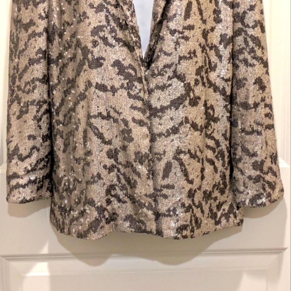 EUC Maeve by Anthropologie S Jordyn Sequined Snap Front Blazer - Picture 4 of 9
